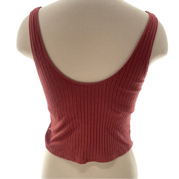 Aerie Lace Deep Plunge Partially Sheer Ribbed Back Bralette Top Size Medium - Picture 5 of 7